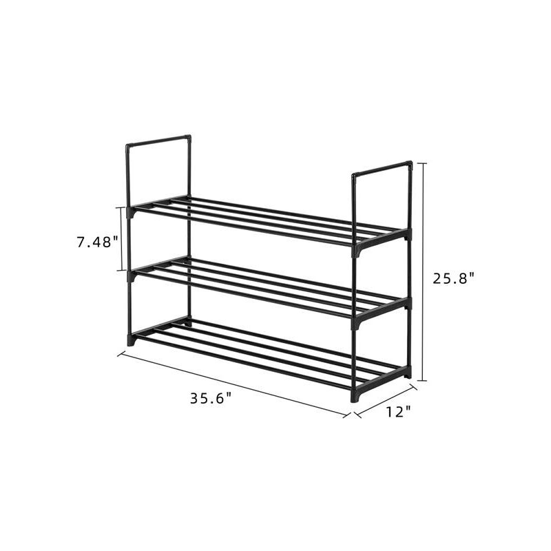 Aiducho Étagère à Chaussures à 3 Étages En Fil De Fer - Simple Et Tendance - Empilable - Noir