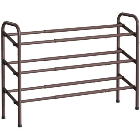 Étagère à Chaussures à 3 Niveaux, Rangement Ajustable pour Chaussures, pour Entrée, Placard, Assemblage Facile, en Métal, Bronze