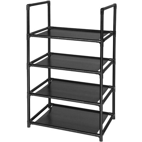 Étagère à Chaussures à 4 Niveaux, 8 à 10 Paires d'étagères à Chaussures Robustes en Tissu Non tissé pour entrée (4 Niveaux) - Noir