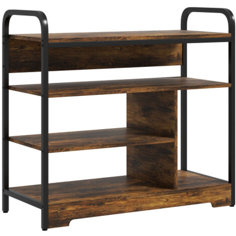 Étagère à chaussures à 4 niveaux avec poignée, pouvant contenir jusqu'à 11 paires de chaussures, idéale pour l'entrée, 70 x 30 x 65 cm, marron rustique