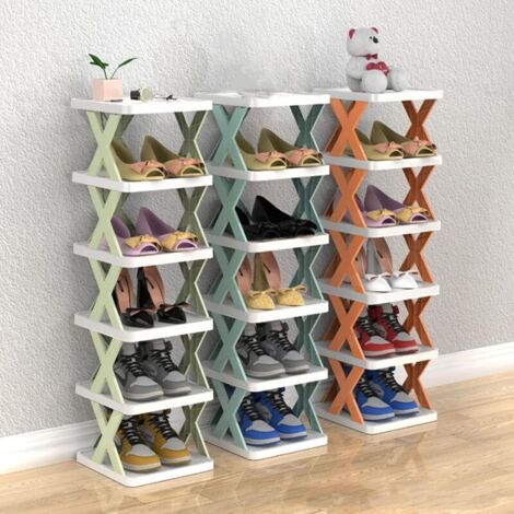 Étagère à chaussures à 9 niveaux pour placard étroit, meuble gain de place pour chambre, vestiaire, couloir, garage. (Bleu clair)