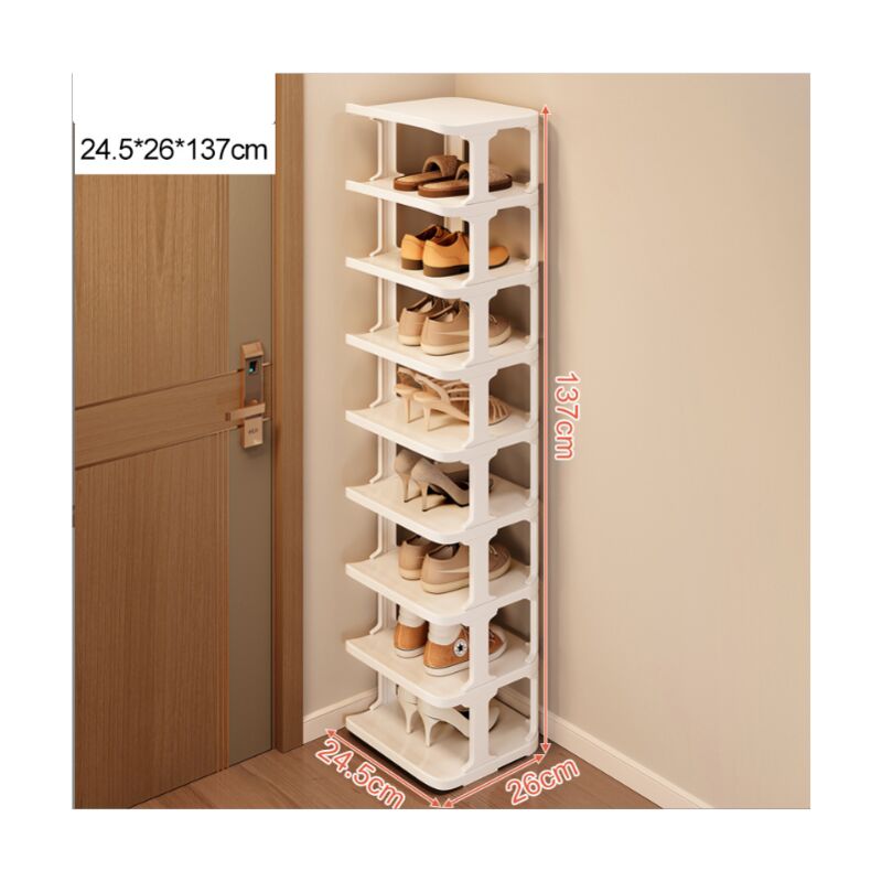 Tonchean - tagère à chaussures à 9 niveaux pour un rangement peu encombrant dans le couloir et la chambre - Empilable et élégante en Blanc
