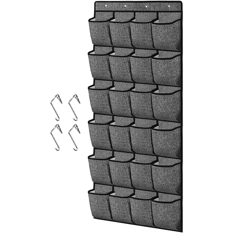 Linghhang - tagère à chaussures à suspendre au-dessus de la porte – Sac de rangement mural avec 24 grandes poches et 4 crochets larges pour placard,