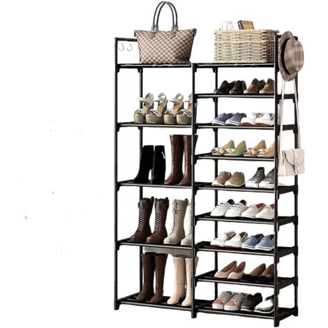 Étagère à chaussures armoire de rangement grande capacité étagère à chaussures 9 + 5 + 9 peut accueillir 32-42 chaussures doubles adapté au couloir chambre