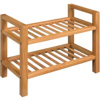 Étagère à chaussures avec 2 étagères Chêne massif 49,5x27x40 cm
