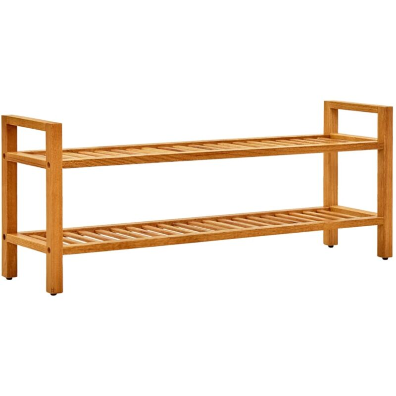 Tagère à chaussures à 2 niveaux 100x27x40 cm Chêne massif