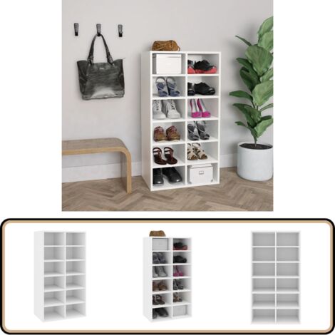 Étagère à chaussures Blanc 54x34x100,5 cm Bois d'ingénierie - Etagere Chaussure - Meuble Chaussure - Range Chaussures - Rangement Chaussures - Stockage Chaussures