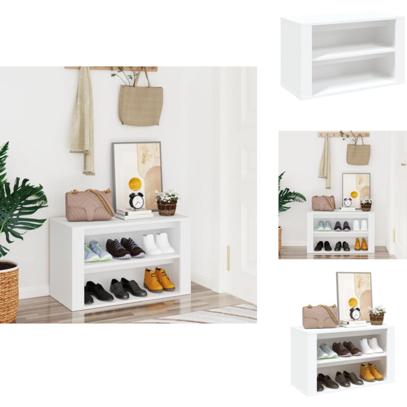 Tagère à chaussures Blanc 75x35x45 cm Bois d'ingénierie - Etagere à Chaussures - Rangement Chaussures - Meubles Entrée - Meuble Chaussure - Étagère
