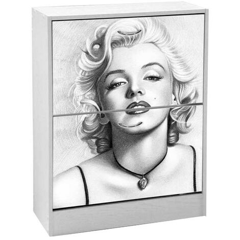 Etagère à chaussures blanche double rabat 63 x 24 x 80 cm pop star