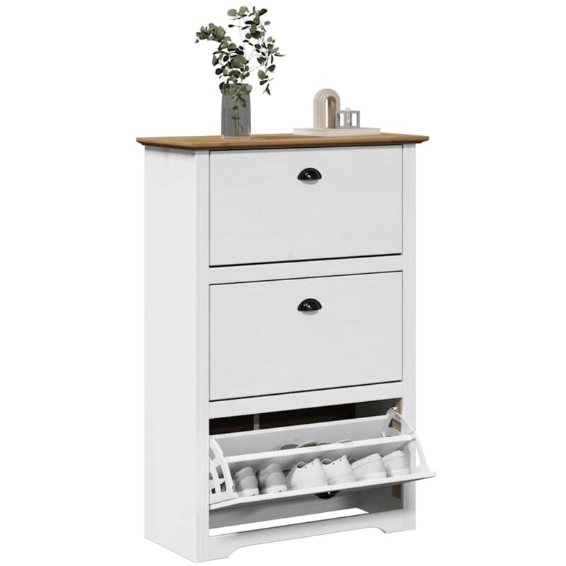 Vidaxl - tagère à chaussures bodo blanc et marron 80x35x118 cm