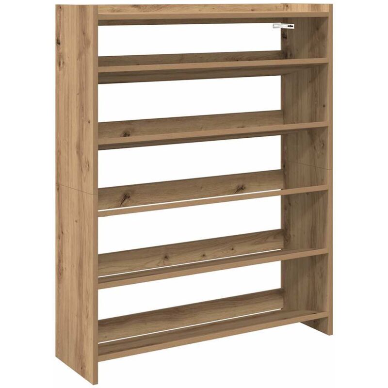 Vidaxl – Étagère à chaussures en bois d'ingénierie chêne artisanal – Dimensions 80x25x100 cm – Résistante à l'humidité – Pour petits espaces