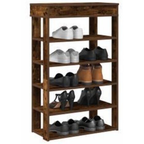 Étagère à chaussures chêne fumé 60x30x98 bois d'ingénierie