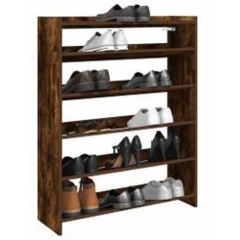 Étagère à chaussures chêne fumé 80x25x100 bois d'ingénierie