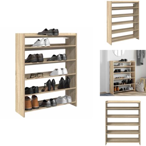 Étagère à chaussures chêne sonoma 80x25x100cm bois d'ingénierie - Étagère À Chaussures - Étagères À Chaussures - Rangement De Chaussures - Armoire À Chaussures