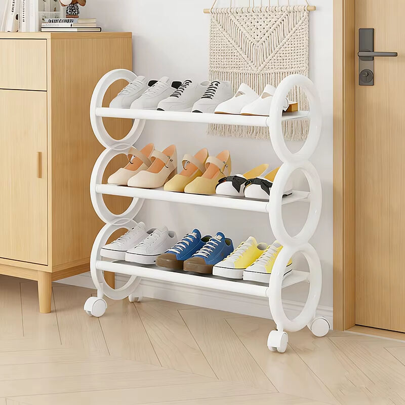 Étagère à chaussures empilable étagère de rangement, armoire à chaussures verticale, avec roulettes, adaptée aux couloirs et aux salons, 3 étages