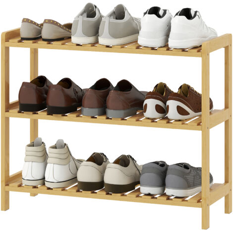 Étagère à chaussures en bambou à 3 niveaux, pouvant contenir 9 paires de chaussures, pour entrée ou couloir, 70 x 26 x 57,5 cm, naturel