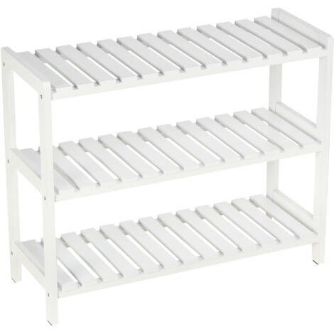 Étagère à chaussures en bois à 3 niveaux, rangement pour 9 paires de chaussures dans l'entrée, 70 x 26 x 57,5 cm, blanc