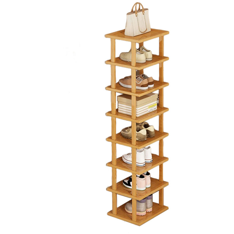 Etagere à chaussures en bois Etagère de rangement pour chaussures d'entrée en bambou, à structure stable, étanche et de grande capacité