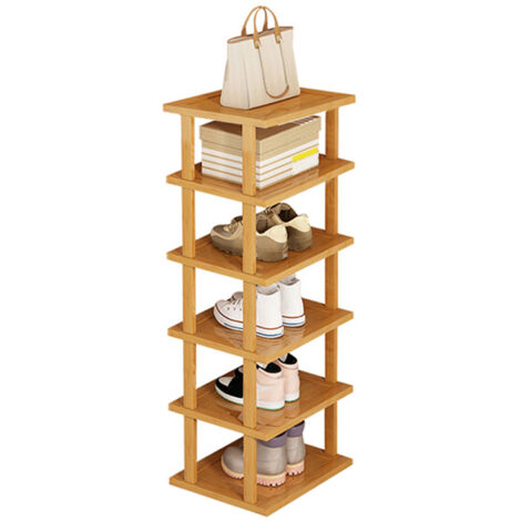 Étagère à chaussures en bois Etagère de rangement pour chaussures d'entrée en bambou, à structure stable, étanche et de grande capacité