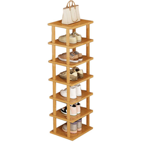 Étagère à chaussures en bois, étagère de rangement pour chaussures, étagères amovibles à 7 niveaux