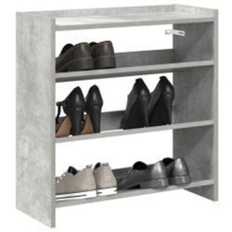 Étagère à chaussures en bois Manda L 60 x H 62cm - Rangement 3 niveaux-Gris béton