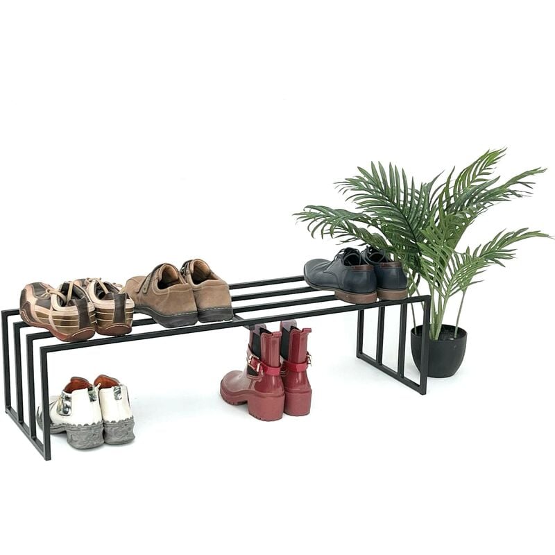 Tagère à chaussures Dandibo Métal Noir 1 niveau 96551 Range-chaussures Étagère à chaussures Moderne Stable Massif Rangement