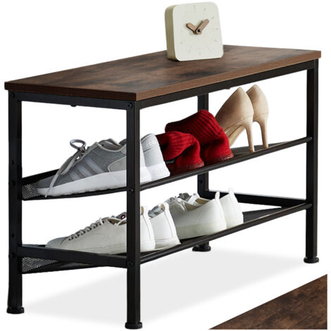 Étagère à chaussures en panneau de fibres 75,5x30,5x45,5cm bois foncé