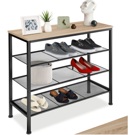 Étagère à chaussures en panneau de fibres 80,5x30,5x72,5 cm bois clair