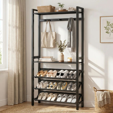 Étagère à chaussures et de rangement à 5 niveaux Organiseur d'entrée et unité de rangement multifonctionnelle les couloirs les chambres placards