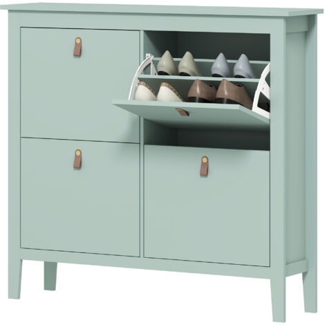 Étagère à chaussures étroite à 4 tiroirs pour 20 paires de chaussures, pointure 44 (EU), étagères réglables, 105 x 24 x 95,5 cm, verte
