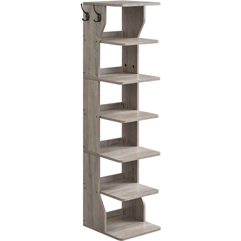 Vasagle - tagère à Chaussures Fine, Meuble de Rangement sur Pieds 6 Niveaux, Gain de Place, pour Entrée, Coin, Rangement Chaussures, Grège Chiné