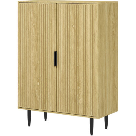 Étagère à chaussures gain de place pour 15 paires de chaussures avec 4 étagères réglables, 80 x 38 x 110 cm, chêne