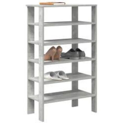 Étagère à chaussures gris béton 61x32x105 bois d'ingénierie