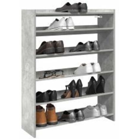 Étagère à chaussures gris béton 80x25x100 bois d'ingénierie