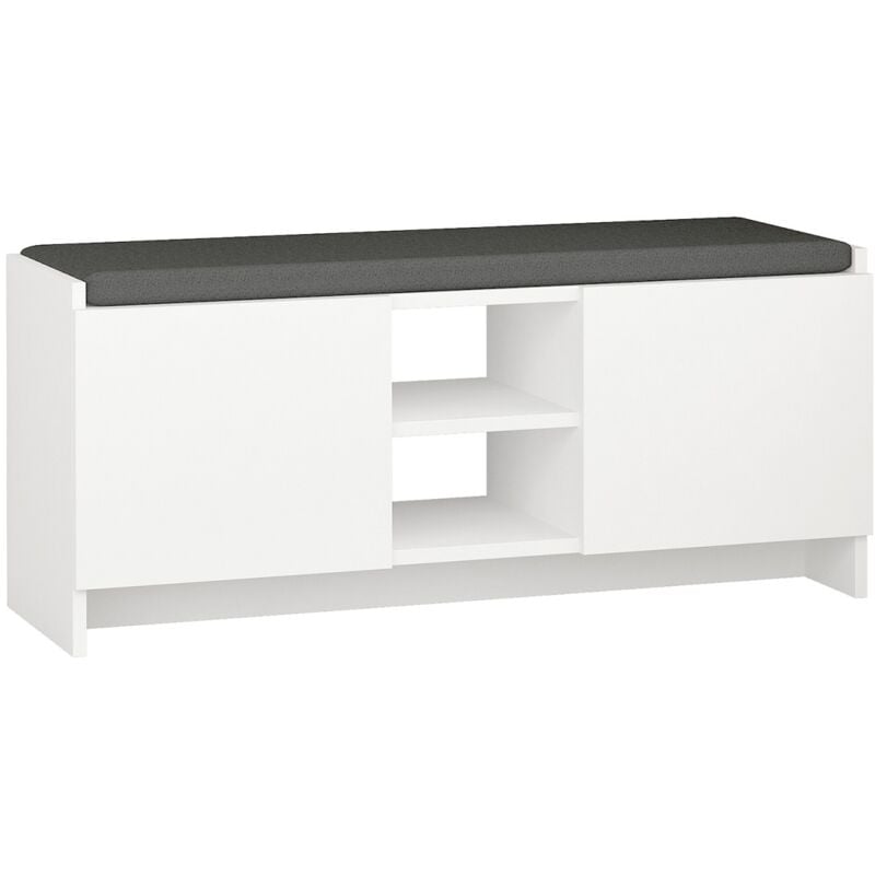 Etagère à chaussures, meuble à chaussures avec 2 portes coloris Blanc - longueur 110 x profondeur 37 x hauteur 43 cm