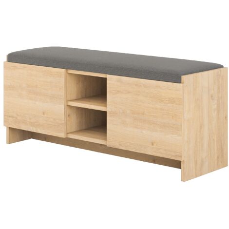 Etagère à chaussures, meuble à chaussures avec 2 portes coloris chêne cambrian - longueur 110 x profondeur 37 x hauteur 43 cm