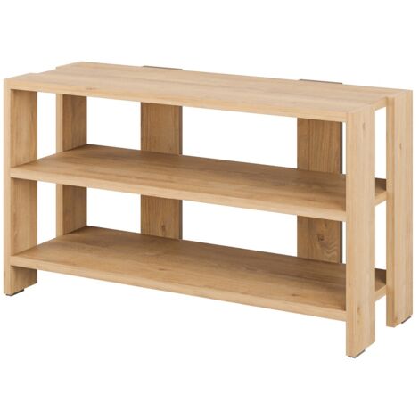 Etagère à chaussures, meuble à chaussures coloris chêne cambrian - longueur 84 x profondeur 30 x hauteur 44 cm