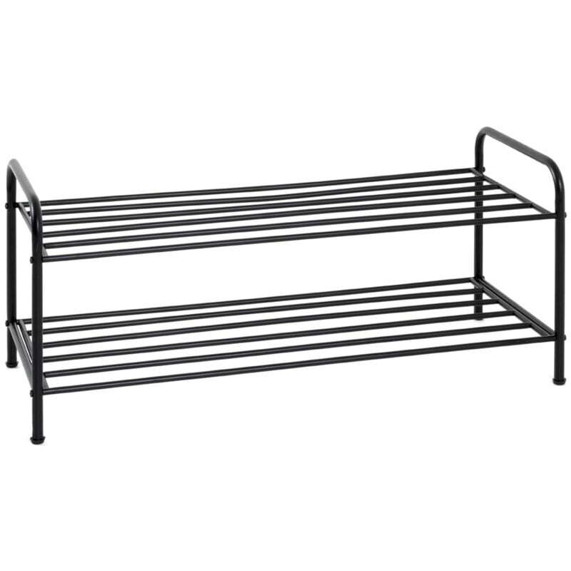 Etagère à chaussures, meuble à chaussures en métal coloris noir -longueur 83 x profondeur 35 x hauteur 37 cm