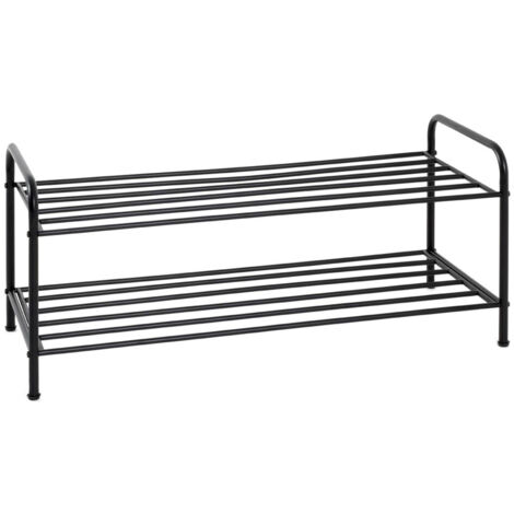 Etagère à chaussures, meuble à chaussures en métal coloris noir  -longueur 83 x profondeur 35 x hauteur 37 cm