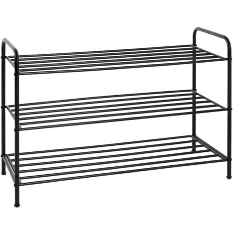 Etagère à chaussures, meuble à chaussures en métal coloris noir  -longueur 83 x profondeur 35 x hauteur 58 cm