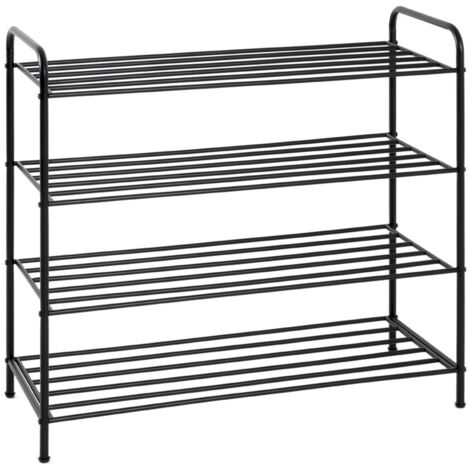Etagère à chaussures, meuble à chaussures en métal coloris noir  -longueur 83 x profondeur 35 x hauteur 78 cm