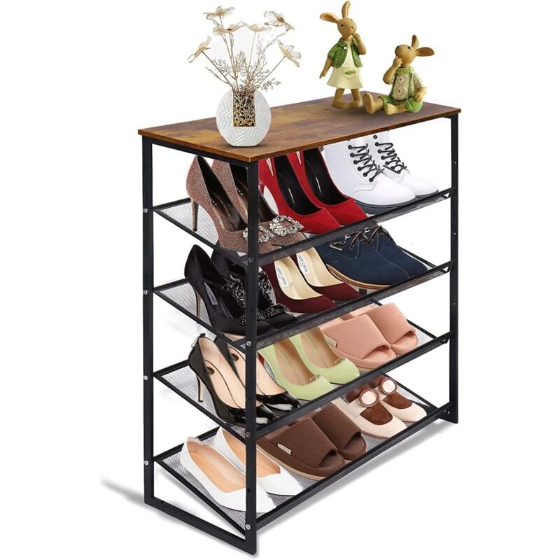 Coocheer - tagère à Chaussures, Meubles à Chaussures à 5 Niveaux, Porte-Chaussures, Plat ou Incliné, Étagère de Rangement pour Entrée, Salon,