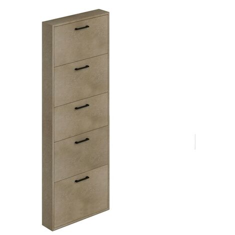 Étagère à chaussures mince en bois mélaminé avec 5 rabats en argile h.180x65x15 cm