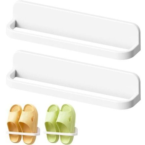 Étagère à Chaussures Mural, Support de Rangement Chaussure en Plastique Pas Besoin de Percer, Porte-Chaussures Gain de Place Etagere Suspendue Légère pour Bain Entrée, Couloir et Placard, 2 Piec