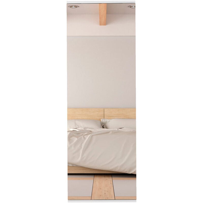 Étagère à chaussures murale avec miroir Leto, porte simple, peut contenir dix chaussures