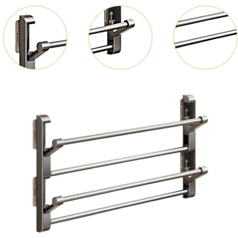 Étagère à chaussures murale pliable en aluminium à 2 niveaux pour porte de chambre  1 étagère à chaussures pliable à 2 niveaux  Rangement de chaussures  Articles ménagers et de nettoyage