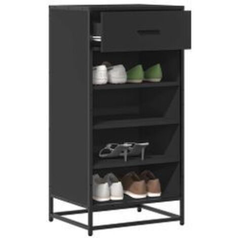 Étagère à chaussures noir 48x38x97,5 bois d'ingénierie
