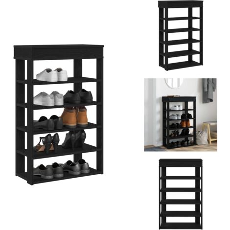 Étagère à chaussures noir 60x30x98 cm bois d'ingénierie - Étagère À Chaussures - Étagères À Chaussures - Rangement De Chaussures - Armoire À Chaussures