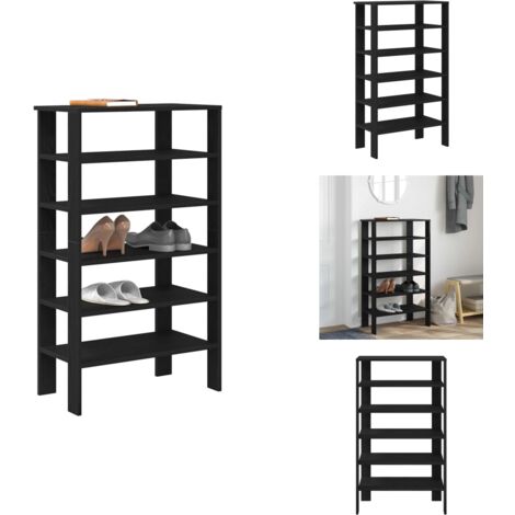 Étagère à chaussures noir 61x32x105 cm bois d'ingénierie - Étagère À Chaussures - Étagères À Chaussures - Rangement De Chaussures - Armoire À Chaussures