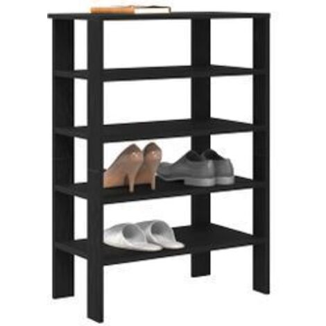 Étagère à chaussures noir 61x32x87,5 bois d'ingénierie